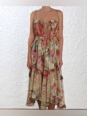 Floral Tiered Midi Dress in Multi-Color